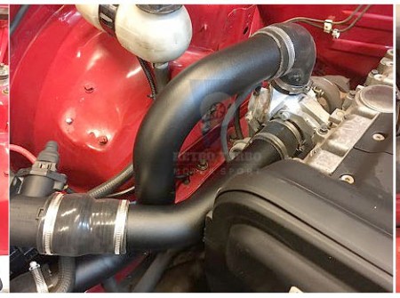 Volvo 740 940 T5 RWD whiteblock SWAP inlet piping KIT1  engine bay Tryckrörskit T5 Pulverlackerat